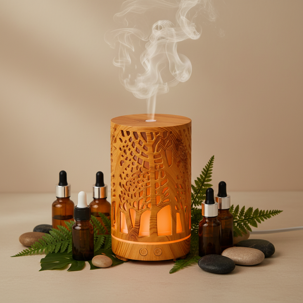 Diffuseur arbre de vie ambiance zen forêt et huiles essentielles