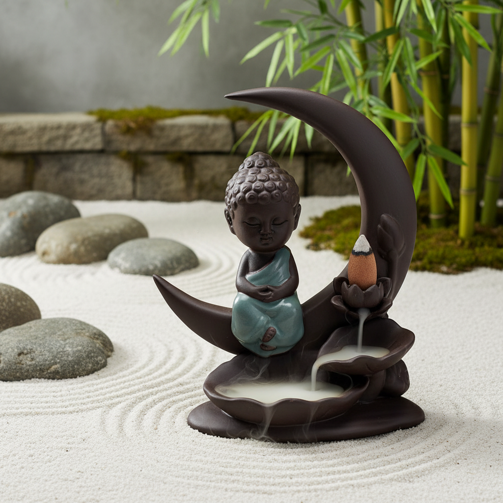 Figurine Bouddha sur fond zen