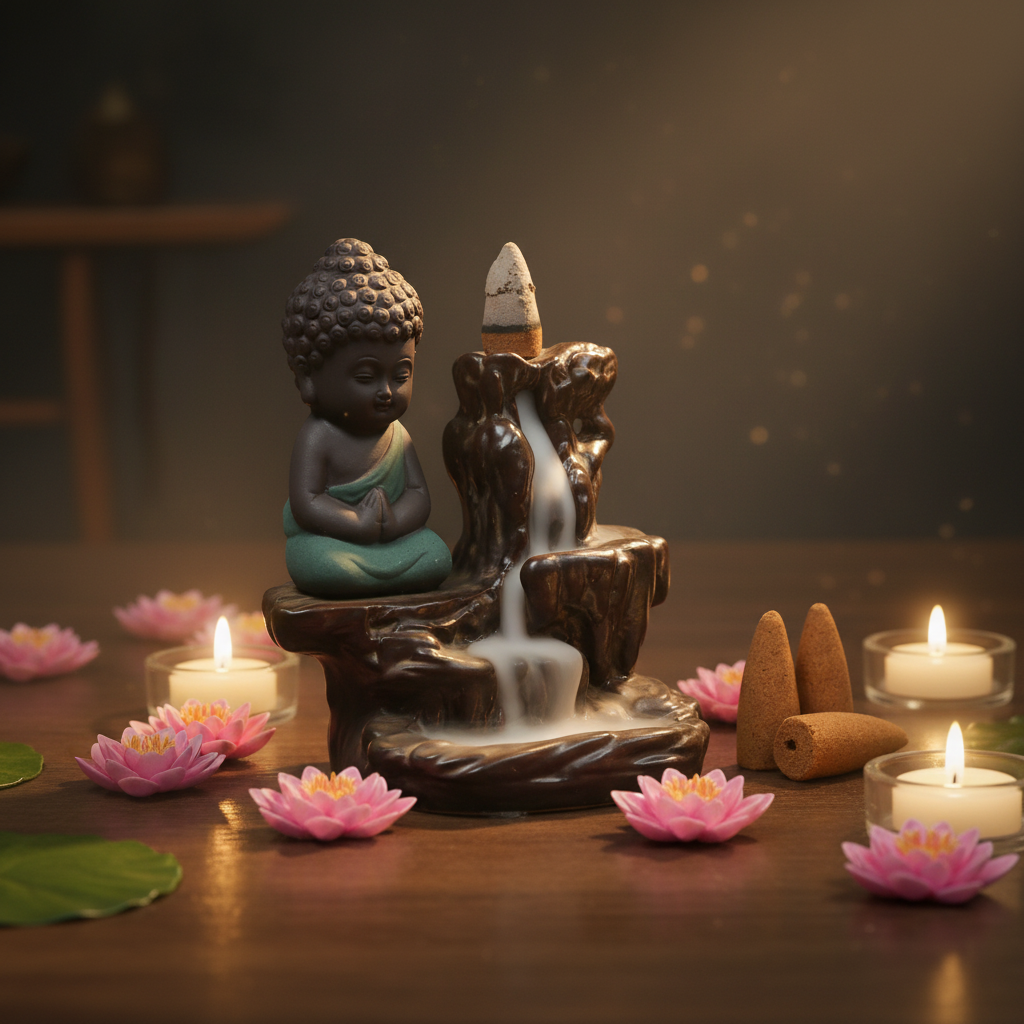 Brûleur d'encens à refoulement Bouddha - ambiance méditation