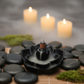Brûleur d'encens à refoulement fleur lotus noire - ambiance zen