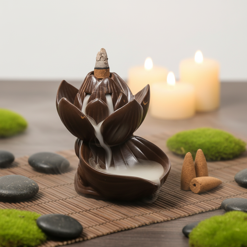 Brûleur d'encens à refoulement lotus - ambiance zen