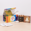 Coffret Aromafume 7 Chakras posé seul sur un meuble en bois