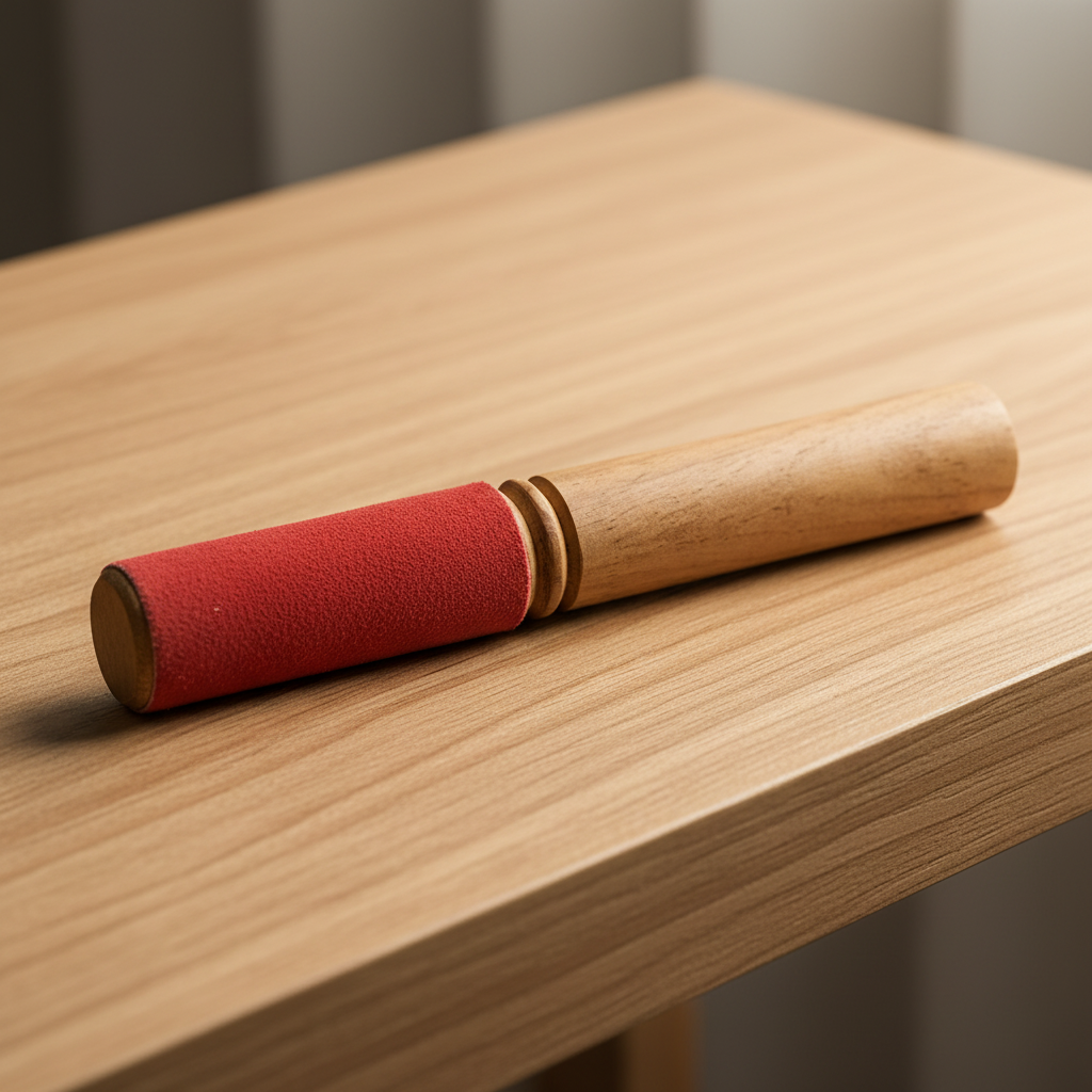 Maillet rouge sur table zen